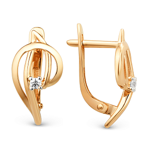 Серьги из красного золота с фианитами