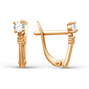 Серьги из красного золота с фианитами