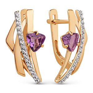 Серьги из красного золота с аметистами