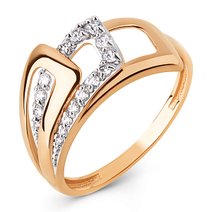 Кольцо из красного золота с фианитами