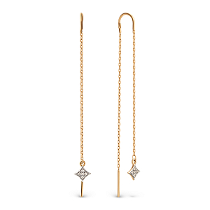 Серьги из красного золота с фианитами