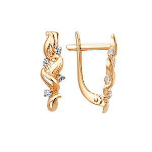 Серьги из красного золота с фианитами