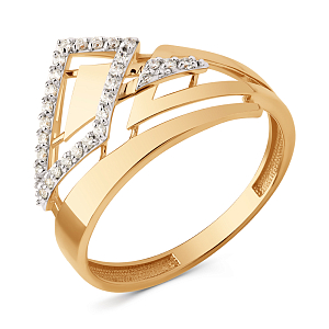 Кольцо из красного золота с фианитами