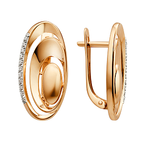 Серьги из красного золота с фианитами