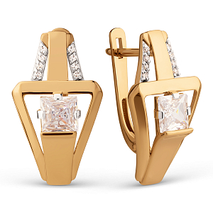 Серьги из красного золота с фианитами