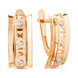 Серьги из красного золота с фианитами