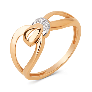 Кольцо из красного золота с фианитами