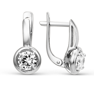 Серьги из белого золота с фианитами