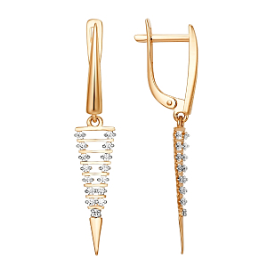 Серьги из красного золота с фианитами