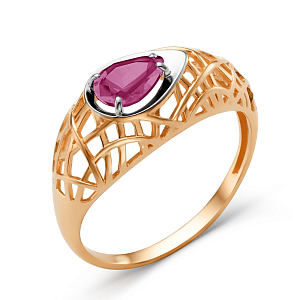 Кольцо из красного золота с корундом