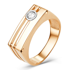 Кольцо из красного золота с фианитом