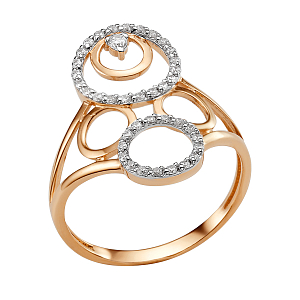 Кольцо из красного золота с фианитами