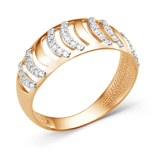 Кольцо из красного золота с фианитами