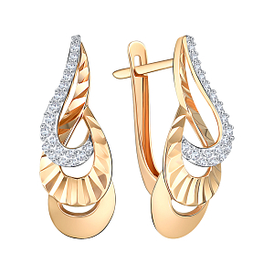 Серьги из красного золота с фианитами