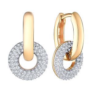 Серьги из красного золота с фианитами