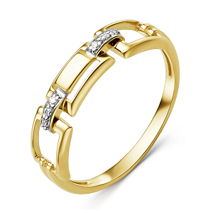 Кольцо из желтого золота с фианитами