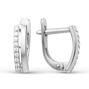 Серьги из белого золота с фианитами