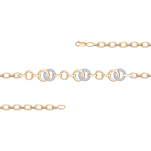 Браслет из красного золота с фианитами