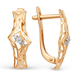 Серьги из красного золота с фианитами