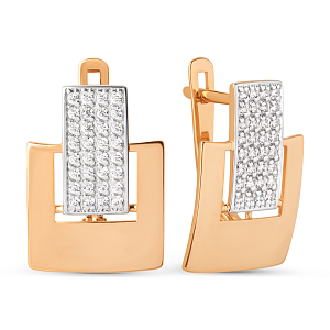 Серьги из красного золота с фианитами