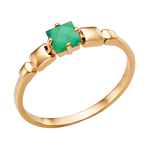 Кольцо из красного золота с зеленым агатом