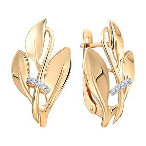 Серьги из красного золота с фианитами