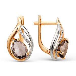 Серьги из красного золота с раухтопазами