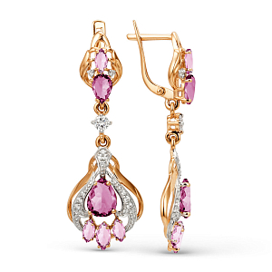 Серьги из красного золота с корундами