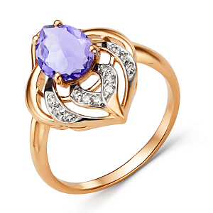 Кольцо из красного золота с аметистом