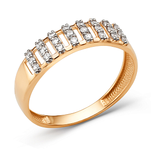 Кольцо из красного золота с фианитами