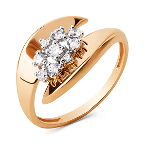 Кольцо из красного золота с фианитами