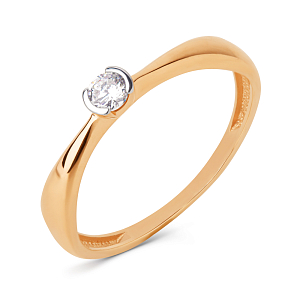 Кольцо из красного золота с фианитом