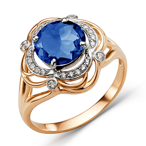 Кольцо из красного золота с корундом