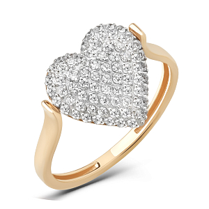 Кольцо из красного золота с фианитами