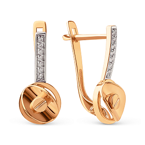 Серьги из красного золота с фианитами