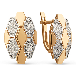 Серьги из красного золота с фианитами