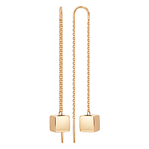 Серьги продевки из красного золота