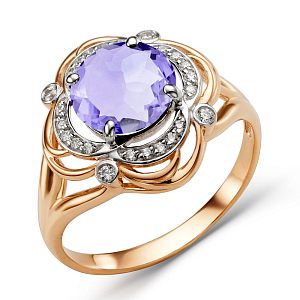 Кольцо из красного золота с аметистом