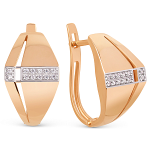 Серьги из красного золота с фианитами