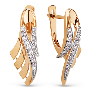 Серьги из красного золота с фианитами