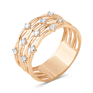 Кольцо из красного золота с фианитами