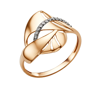 Кольцо из красного золота с фианитами