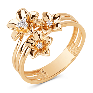 Кольцо из красного золота с фианитами