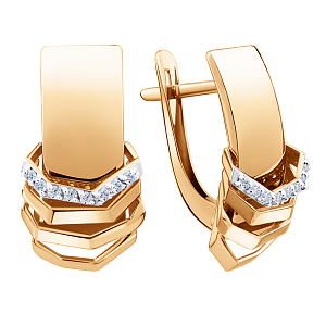 Серьги из красного золота с фианитами