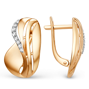 Серьги из красного золота с фианитами