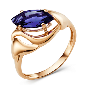 Кольцо из красного золота с корундом