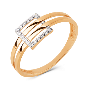 Кольцо из красного золота с фианитами