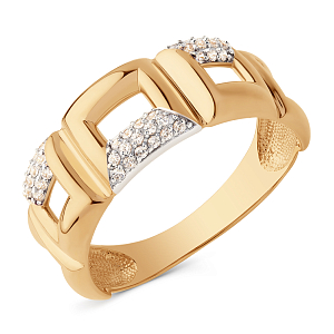 Кольцо из красного золота с фианитами