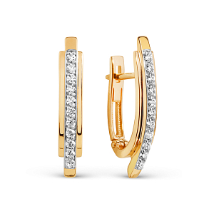 Серьги из красного золота с фианитами