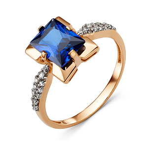 Кольцо из красного золота с корундом